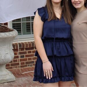 TCEC Navy Ruffled Dress